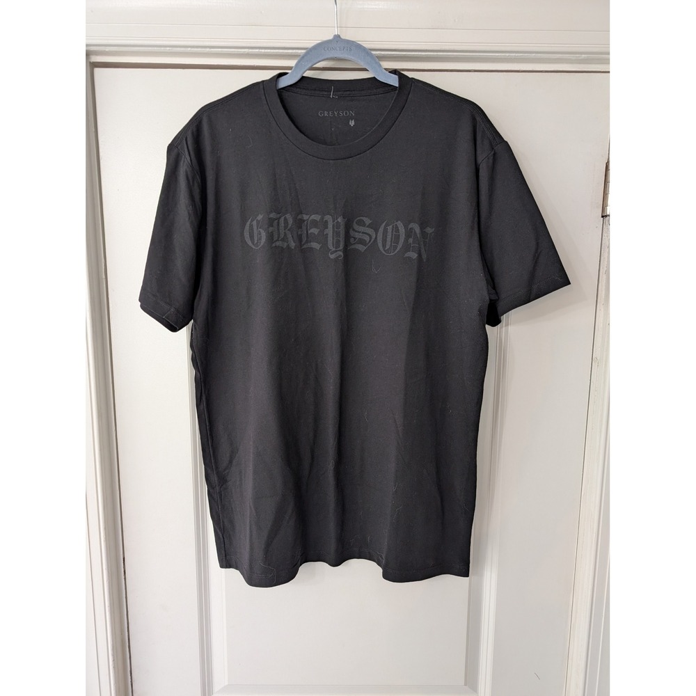 Greyson Clothiers Mens Black Old English Logo Wolf Graphic T-Shirt Large